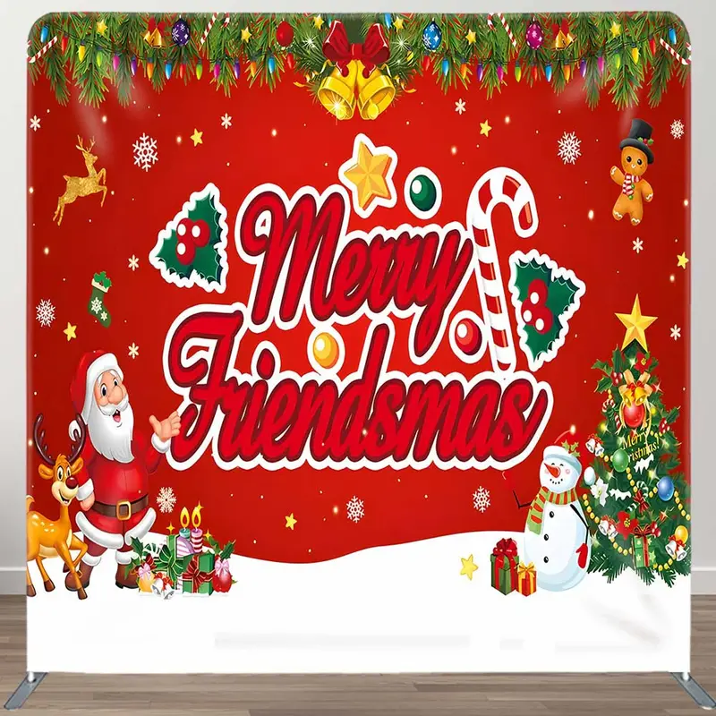 Red Santa Tree Snowy Merry Xmas Pillow Case Backdrop - Aperturee