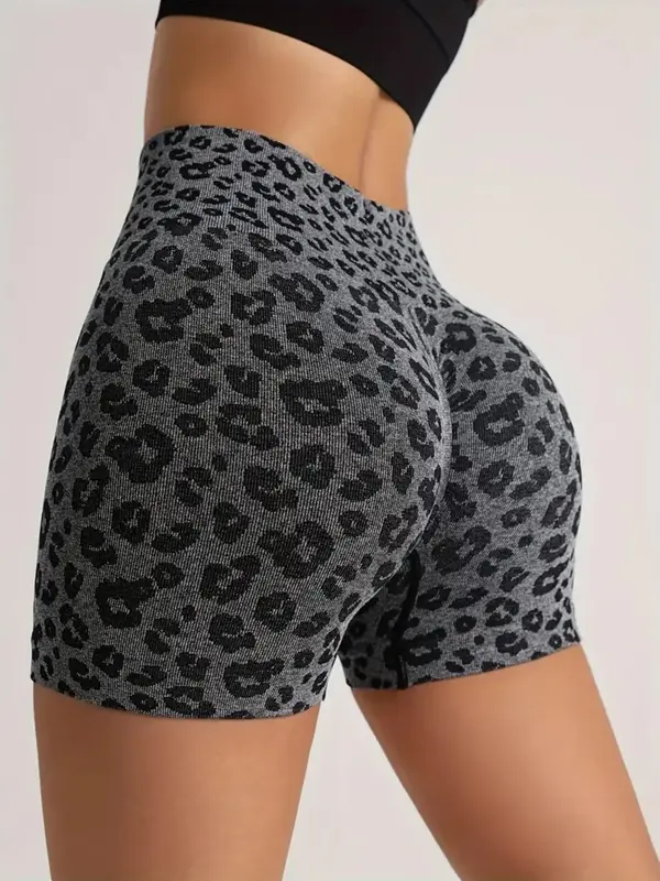 Women's Leopard Print High Waist Summer Sports Gym Shorts, Casual Comfy Breathable Summer Skinny Shorts for Yoga Gym Workout...