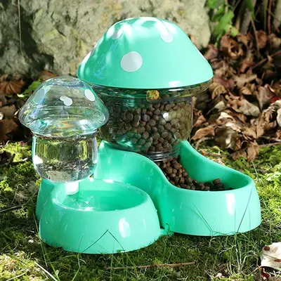 Mushroom Shaped Automatic Pet Feeder & Drinker, 1 Count/2counts Multi-functional Pet Food & Water Dispense, Cat Dog Food Disp...