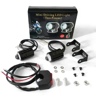 1 Set of LED Mini Spotlights for Motorcycles Featuring High And Low Yellow And White Lights, Designed for Driving, with a Swi...