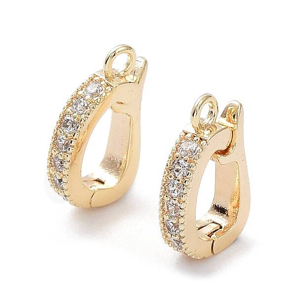 Rack Plating Brass Micro Pave Clear Cubic Zirconia Fold Over Clasps