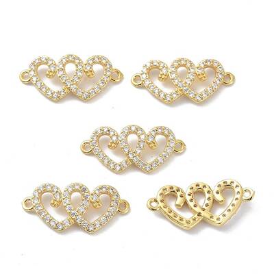 Eco-Friendly Brass Clear Cubic Zirconia Links Connectors
