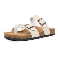 EVELLYHOOTD Women's Open Toe Sandals With Soft Cork Footbed  Leather Upper  Adjustable Design for Comfort Support Fashion  Be...