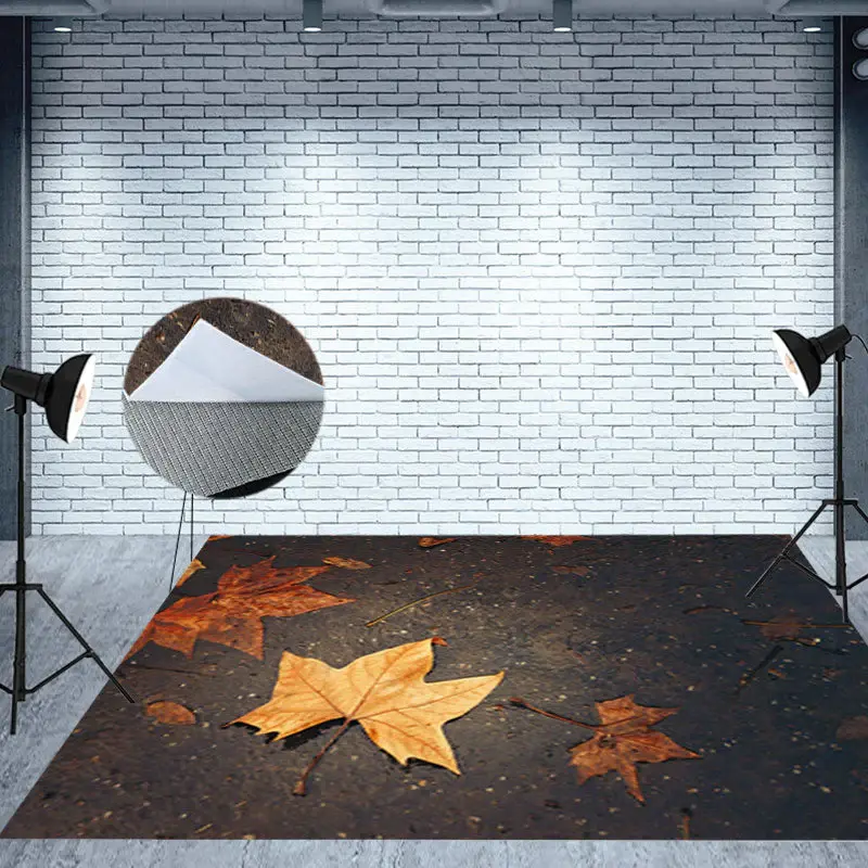 Aperturee Autumn Maple Leaf Street Road Fabric Floor Backdrop - Aperturee