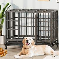 Walsunny 37/47 inch Heavy Duty Steel Dog Crate for Large Dogs with Lockable Wheels and Double Door Design, Escape Proof, Inde...