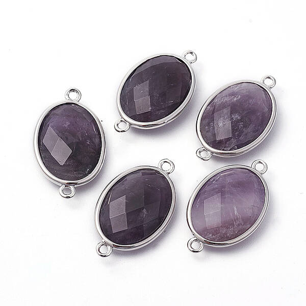 Platinum Plated Brass Amethyst Links connectors