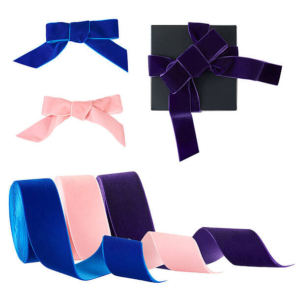 3 Colors Single Face Velvet Ribbons