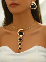 Women's Boho Style Minimalist Long Pendant Necklace & Earrings, Fashion Jewelry for Party, Daily Clothing Decor, Trendy All-m...