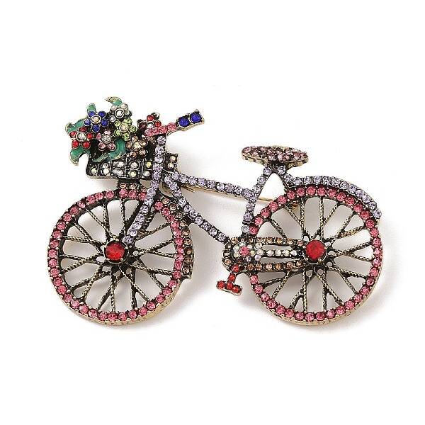Alloy Rhinestone Flower Bicycle Brooches