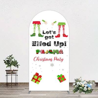 Aperturee Lets Get Elfed Up Pajama Christmas Arch Backdrop, 1.6X4FT(0.5X1.2M), 38.18 USD, arch backdrop kit, GZH0D439-A