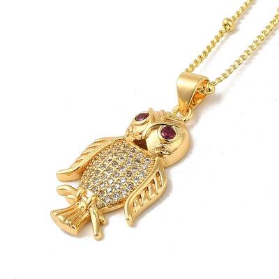Brass Micro Pave Cubic Clear Zirconia Pendants Necklaces