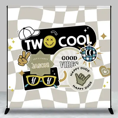Two Cool Happy Dude Custom Kids 2nd Birthday Backdrop