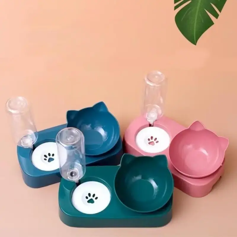 Double Bowl Design Pet Feeder, 1 Count Automatic Water Feeder, Pet Feeding Supplies, Pet Water Dispenser, Pet Supplies for Do...