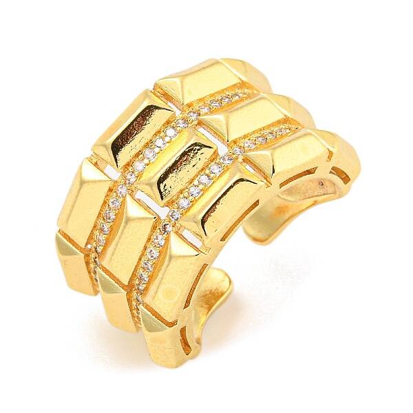 Bullion Clear Cubic Zirconia Open Cuff Ring