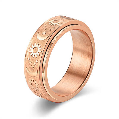 Star & Moon & Sun Stainless Steel Rotatable Finger Ring