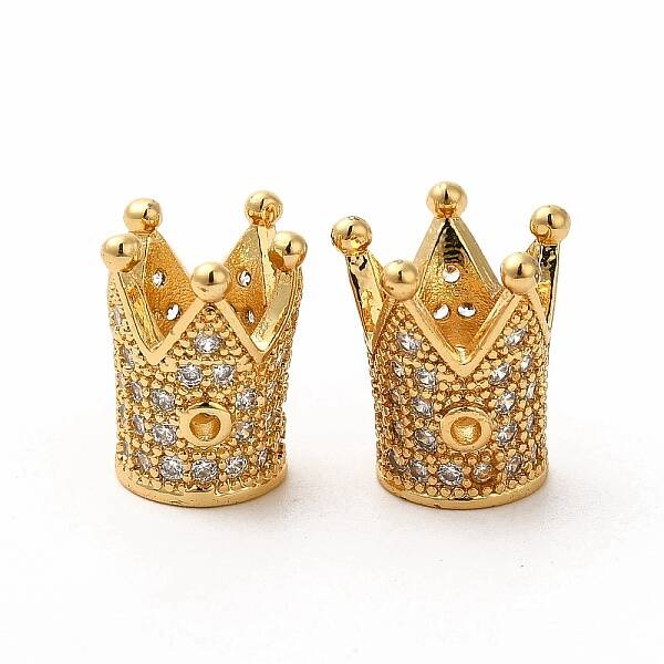 Rack Plating Brass Micro Pave Cubic Zirconia Beads