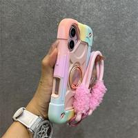 Women's iP16 Pro Max Phone Case with Dual Rings, Thickened, Super Shockproof, Silicone for 15, 14, 13, 12, Skin Feel, Girls P...