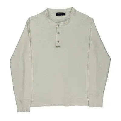Ralph Lauren Long Sleeve T-Shirt - Large White Cotton