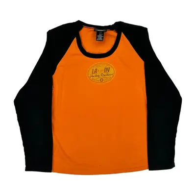 Harley Davidson Long Sleeve T-Shirt - XL Orange Cotton Blend