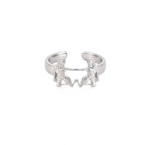 Non-Tarnish 304 Stainless Steel 12 Constellations/Zodiac Signs Open Cuff Ring for Women