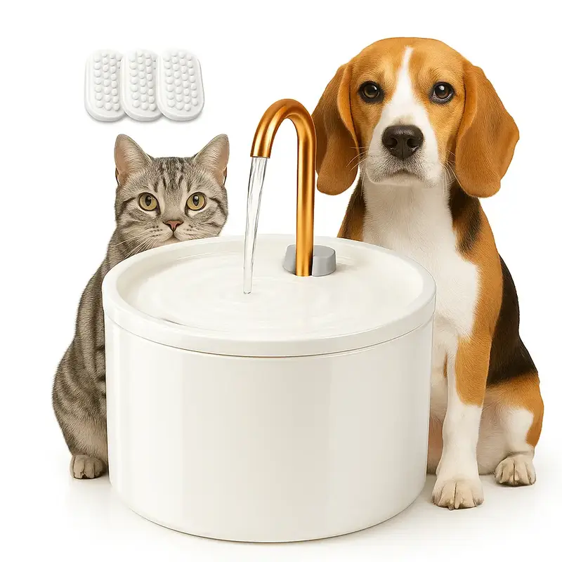 DOOOB Ceramic Cat Water Fountain – Automatic Pet Drinking Fountain, Ultra-Quiet & Filtered Water Dispenser for Cats & Small...