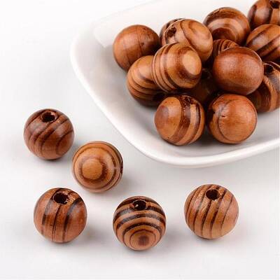 Round Natural Wood Beads
