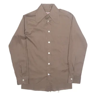 SIR PATRIK Womens Shirt Brown Collared Long Sleeve S