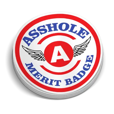 Asshole Merit Badge Hard Hat Decal