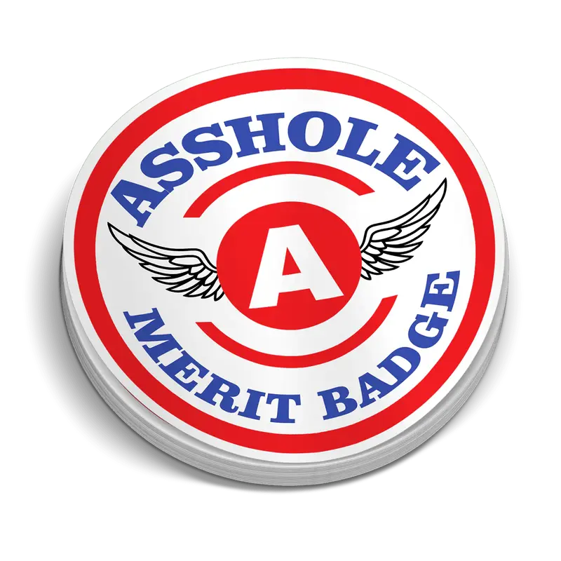 Asshole Merit Badge Hard Hat Decal