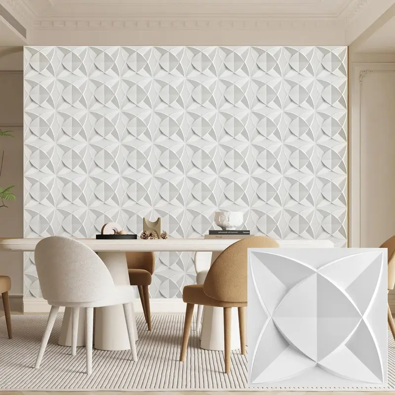 3D Geometric Wall Panels (Includes A Roll Of Tape) for Indoor Wall Decoration, PVC Material Textured Wall Panels for Living ...