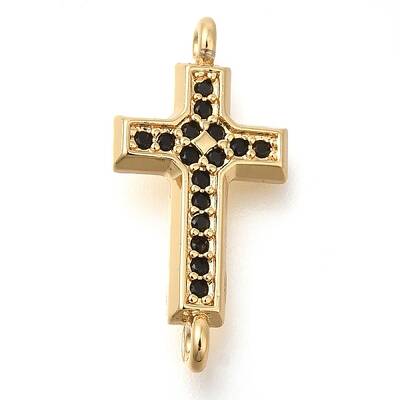 Brass Pave Black Cubic Zirconia Connector Charms