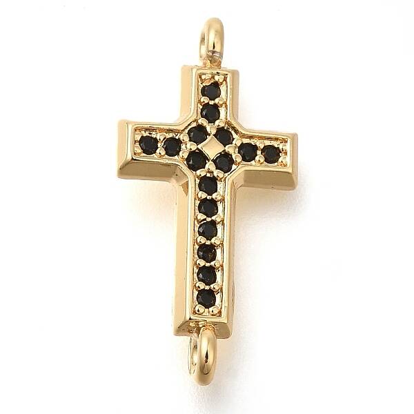 Brass Pave Black Cubic Zirconia Connector Charms