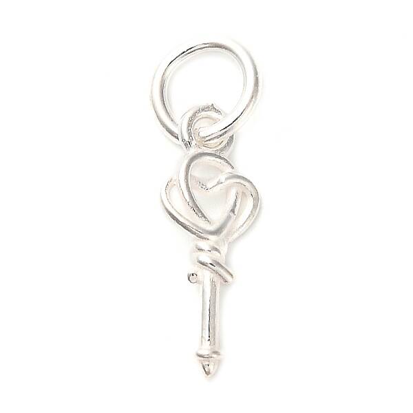 S925 Sterling Silver Heart Key Charms
