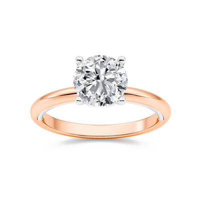 Harmony Bloom Two Toned Round Lab Grown Diamond Engagement Ring | 14K Rose-White Gold 2 1/2 CT. TW.
