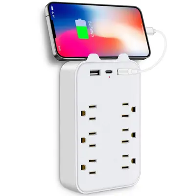 Smart Wall Outlet Includes Usb Ports And Regular Outlets, Integrated Charging Socket For Home
