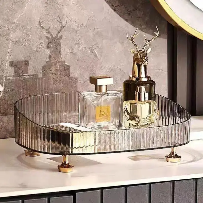 Makeup Storage Tray, Desktop Cosmetic Organizer, Transparent Large Capacity Makeup Display Tray, Durable Skincare Storage Tra...