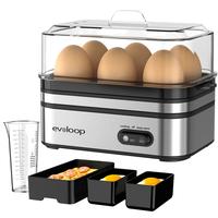 EVOLOOP Rapid Egg Steamer - 6-Egg Capacity, BPA-Free Stainless Steel with Clear Tritan Lid, 400W Electric Egg Cooker for Hard...