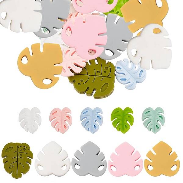 20Pcs 10 Style Food Grade Eco-Friendly Silicone Beads