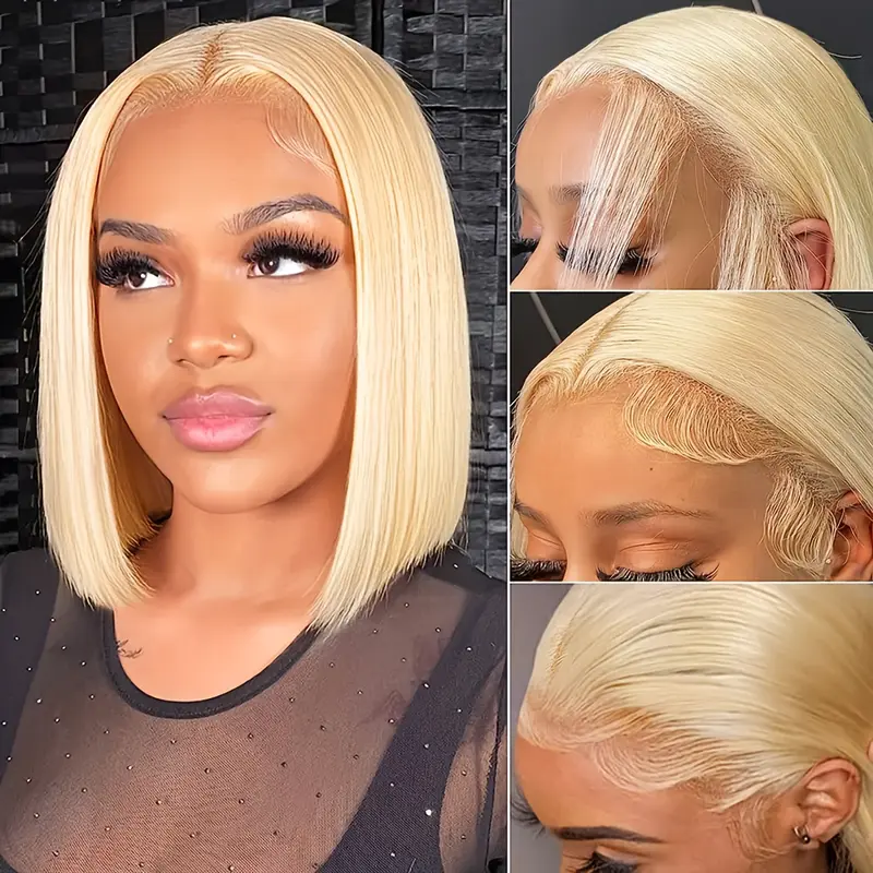 Ashimary 613 Blonde Bob Wig 4x4 13x4 Transparent Lace Human Hair Wig 250% Density