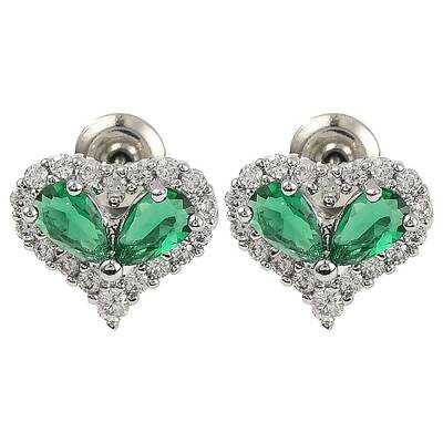 Cubic Zirconia Heart Stud Earrings