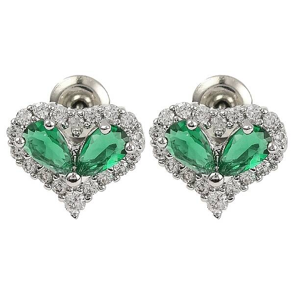 Cubic Zirconia Heart Stud Earrings