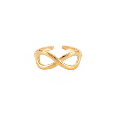Ion Plating(IP) 304 Stainless Steel Open Infinity Hollow Cuff Ring for Women