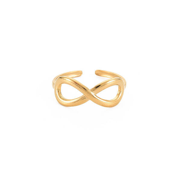Ion Plating(IP) 304 Stainless Steel Open Infinity Hollow Cuff Ring for Women