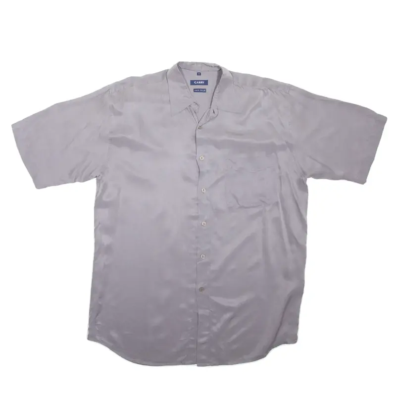 GARRY Mens Plain Shirt Grey Silk S