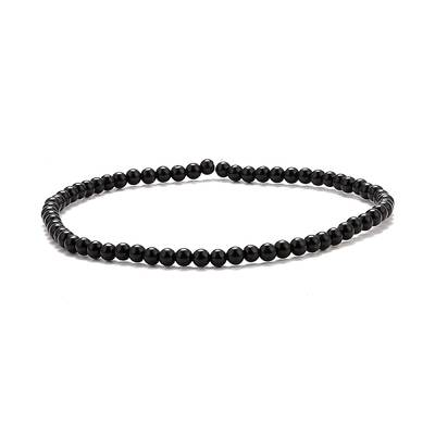 Mini Natural Black Onyx Beaded Stretch Bracelets