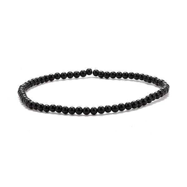 Mini Natural Black Onyx Beaded Stretch Bracelets
