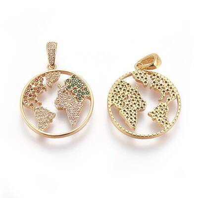 Brass Micro Pave Cubic Zirconia Pendants