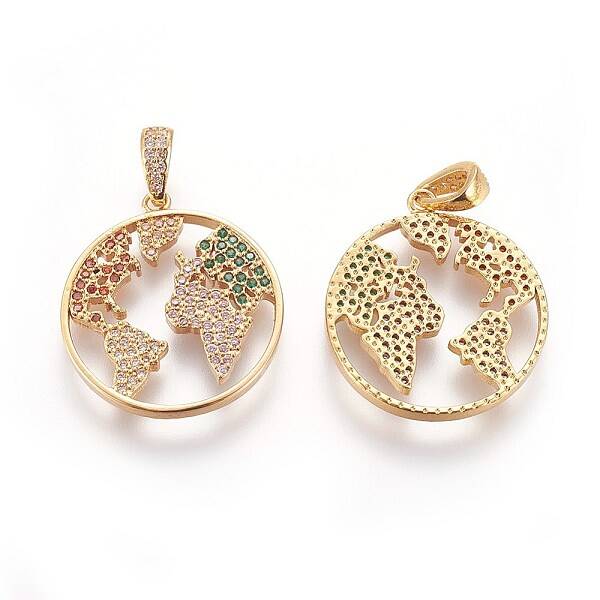 Brass Micro Pave Cubic Zirconia Pendants