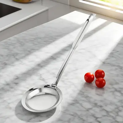 Filter Scoop SUS304 Stainless Steel Fat Skimmer Spoon Fine Mesh Strainer Food Strainer With Handle Kitchen Oil Skimmer Strain...