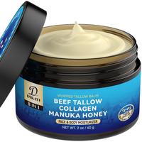 Whipped Beef Tallow Balm for Skin - Organic Grass-Fed & Manuka Honey Moisturizer - Deeply Hydrating for Face, Body, Hands, Fe...